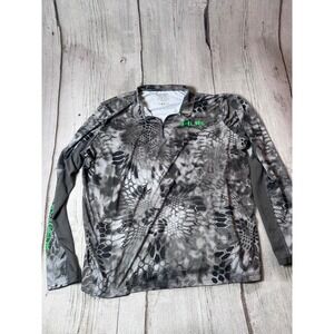 Huk 1/4 Zip Performance Fishing Shirt Mens XL Grey Kryptek Camo Outdoor Mesh